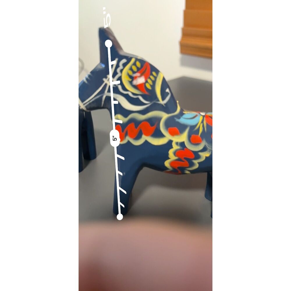 Vintage Pair of Blue Swedish Dala Horses 5" Siljans Trä Mora Sweden Hand Painted